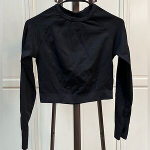 Women's Black Cropped Long Sleeve Exercise Top